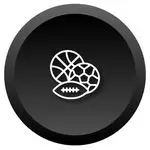 Black and white icon featuring a basketball and a ball, symbolizing sports and athleticism.