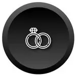 Icon of wedding rings enclosed in a black circle, symbolizing love and commitment.